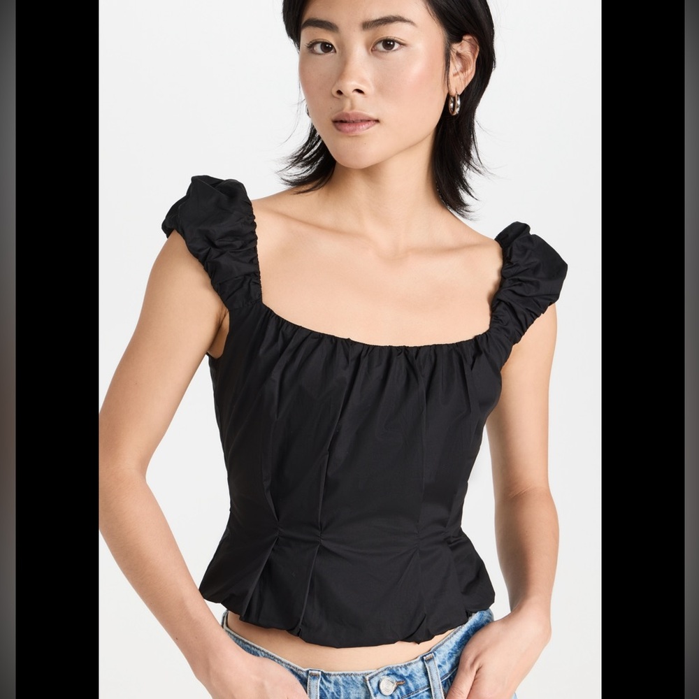 Lioness Almost Famous Corset Top Black Ruched Strap Bustier Crop